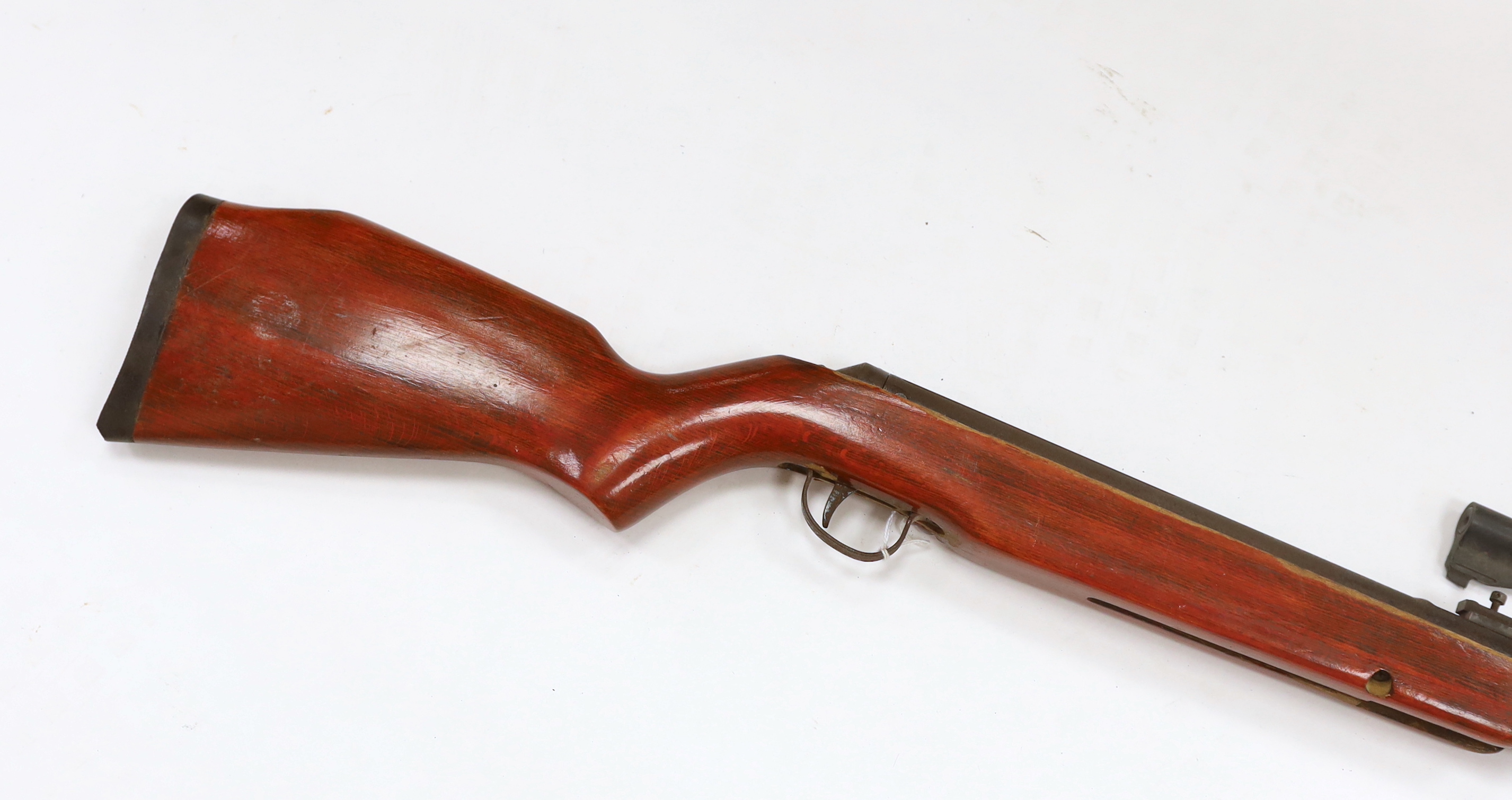 A Webley Hawk Mark II break action air rifle with beech stock and alternative calibre barrel